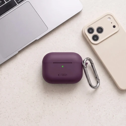 Etui Tech-Protect Silicone Hook do Apple AirPods Pro 3, burgundowe (4/7)