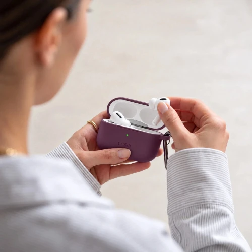 Etui Tech-Protect Silicone Hook do Apple AirPods Pro 3, burgundowe (5/7)
