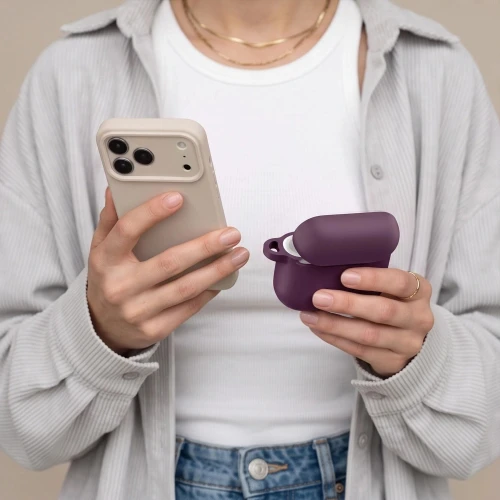Etui Tech-Protect Silicone Hook do Apple AirPods Pro 3, burgundowe (6/7)