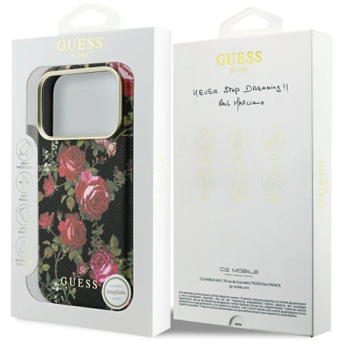 Etui Guess  do iPhone 18 Pro Max / 17 Pro Max, czarne z motywem kwiatów (8/8)