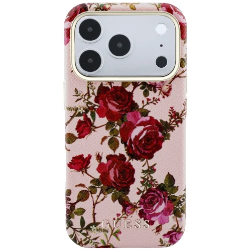 Etui Guess  do iPhone 18 Pro / 17 Pro, różowe z motywem kwiatów (3/8)