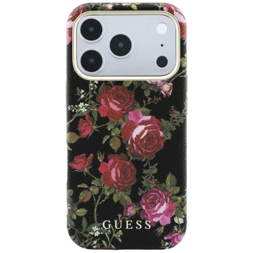 Etui Guess  do iPhone 18 Pro / 17 Pro, czarne z motywem kwiatów (3/8)