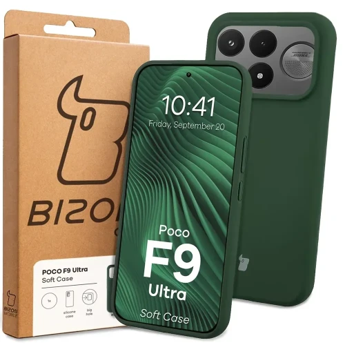 Silikonowe etui Bizon Soft Case do Xiaomi POCO F9 Ultra, ciemnozielone (7/7)