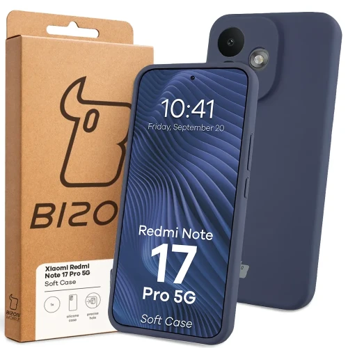 Silikonowe etui Bizon Soft Case do Xiaomi Redmi Note 17 Pro 5G, ciemnoniebieskie (7/7)