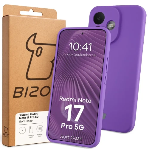 Silikonowe etui Bizon Soft Case do Xiaomi Redmi Note 17 Pro 5G, fioletowe (7/7)