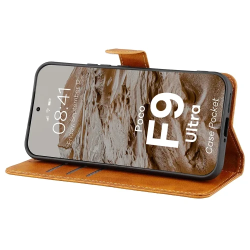 Etui z klapką Bizon Case Pocket do Xiaomi POCO F9 Ultra, brązowe (5/6)