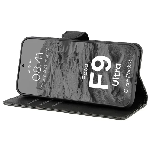 Etui z klapką Bizon Case Pocket do Xiaomi POCO F9 Ultra, czarne (5/6)