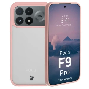 Etui Bizon Case Angelo do Xiaomi POCO F9 Pro, półprzezroczyste z jasnoróżową ramką