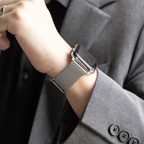 Pasek ze stali nierdzewnej Ringke Metal One Mesh do Apple Watch 44/45/46/49 mm, srebrny (5/8)