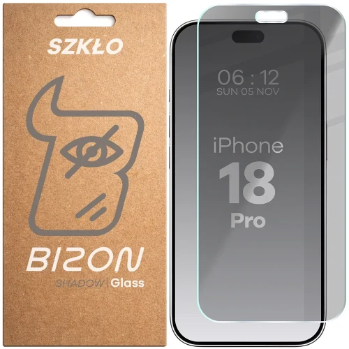 Prywatyzujące szkło hartowane Bizon Glass Clear Shadow do iPhone 18 Pro, przyciemniane (1/4)