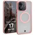 Etui z pierścieniem magnetycznym Bizon Case MatteO do Xiaomi Redmi Note 17 4G/5G, przydymione-jasnoróżowe (1/7)