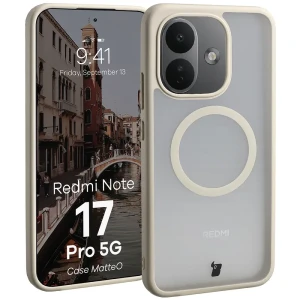 Etui z pierścieniem magnetycznym Bizon Case MatteO do Xiaomi Redmi Note 17 Pro 5G, przydymione-beżowe