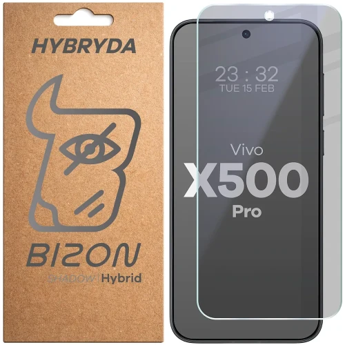 Prywatyzujące szkło hybrydowe Bizon Hybrid Shadow do Vivo X500 Pro, matowe (1/6)