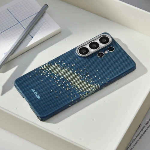 Etui aramidowe z programowalnymi przyciskami Pitaka Edge Case do Galaxy S26 Ultra, do MagSafe, niebiesko-zółte (2/5)