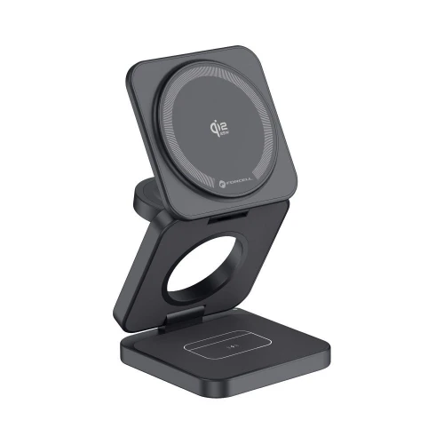 Ładowarka indukcyjna 3w1 Forcell F-Energy AluFold Pro, Qi2.2 do MagSafe, 25W, szara (1/5)