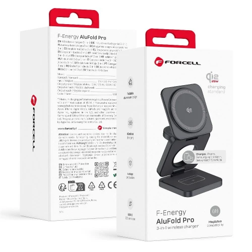 Ładowarka indukcyjna 3w1 Forcell F-Energy AluFold Pro, Qi2.2 do MagSafe, 25W, szara (5/5)