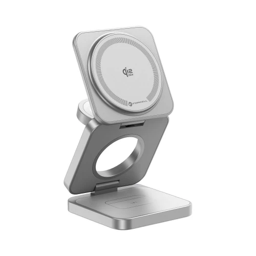 Ładowarka indukcyjna 3w1 Forcell F-Energy AluFold Pro, Qi2.2 do MagSafe, 25W, srebrna (1/5)