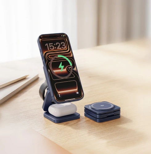 Ładowarka indukcyjna 3w1 Forcell F-Energy AluFold Pro, Qi2.2 do MagSafe, 25W, gratanowa (3/5)