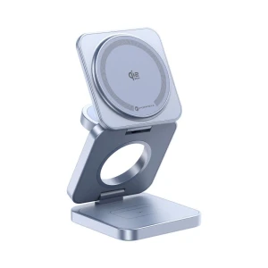 Ładowarka indukcyjna 3w1 Forcell F-Energy AluFold Pro, Qi2.2 do MagSafe, 25W, niebieska