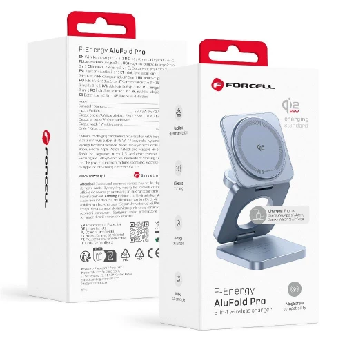 Ładowarka indukcyjna 3w1 Forcell F-Energy AluFold Pro, Qi2.2 do MagSafe, 25W, niebieska (5/5)