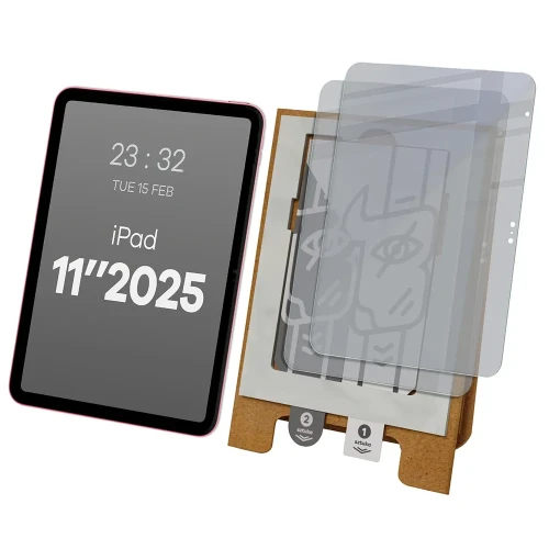 2x Prywatyzujące szklo hybrydowe z eko aplikatorem Bizon Eplikator Tab Hybrid Shadow do Apple iPad 11 A16 2025 (1/5)
