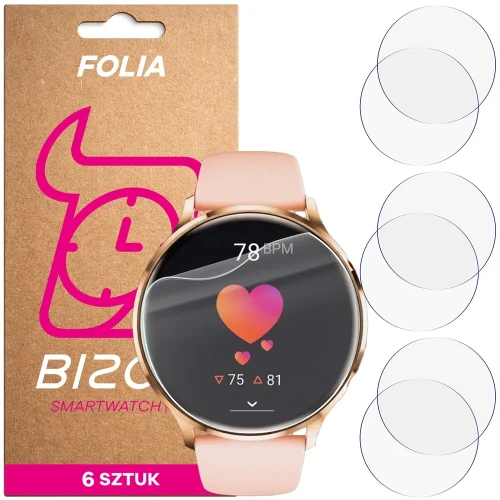 Folia ochronna na ekran zegarka Bizon Watch Film HydroFlex do Vess Q40S, 6 sztuk (1/5)