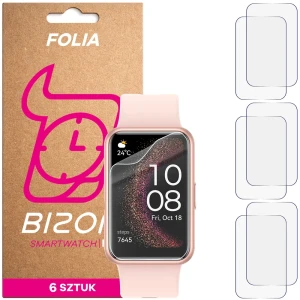 Folia ochronna na ekran zegarka Bizon Watch Film HydroFlex do Huawei Watch Fit SE, 6 sztuk
