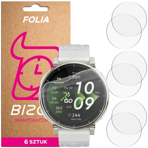Folia ochronna na ekran zegarka Bizon Watch Film HydroFlex do Amazfit Active 3 Premium, 6 sztuk (1/5)