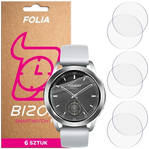Folia ochronna na ekran zegarka Bizon Watch Film HydroFlex do Xiaomi Watch S3 47mm, 6 sztuk (1/5)