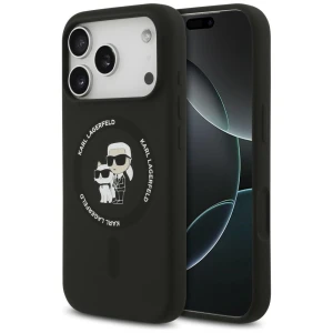 Etui Karl Lagerfeld Silicone Karl & Choupette Ring do MagSafe do iPhone 18 Pro Max / 17 Pro Max, czarne