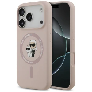 Etui Karl Lagerfeld Silicone Karl & Choupette Ring do MagSafe do iPhone 18 Pro / 17 Pro, różowe