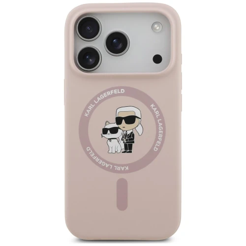 Etui Karl Lagerfeld Silicone Karl & Choupette Ring do MagSafe do iPhone 18 Pro / 17 Pro, różowe (3/8)