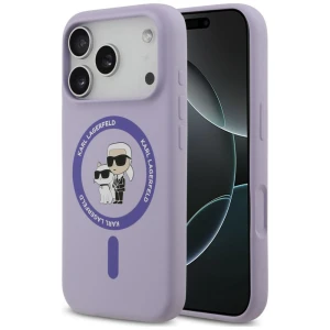 Etui Karl Lagerfeld Silicone Karl & Choupette Ring do MagSafe do iPhone 18 Pro / 17 Pro, fioletowe