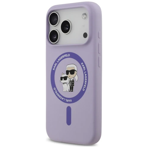 Etui Karl Lagerfeld Silicone Karl & Choupette Ring do MagSafe do iPhone 18 Pro / 17 Pro, fioletowe (2/8)