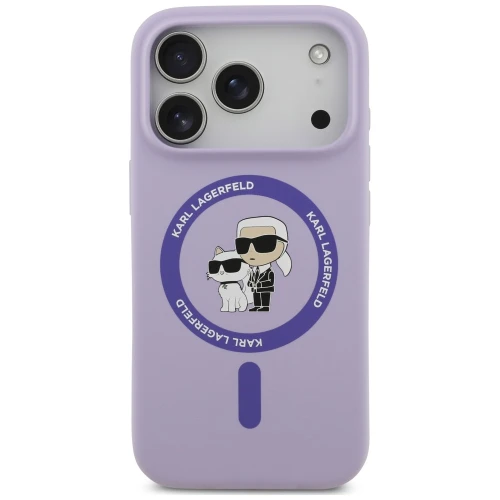 Etui Karl Lagerfeld Silicone Karl & Choupette Ring do MagSafe do iPhone 18 Pro / 17 Pro, fioletowe (3/8)