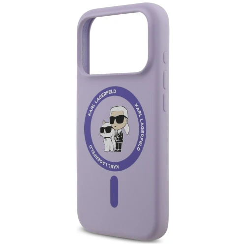 Etui Karl Lagerfeld Silicone Karl & Choupette Ring do MagSafe do iPhone 18 Pro / 17 Pro, fioletowe (6/8)
