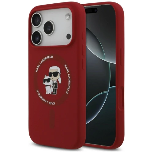 Etui Karl Lagerfeld Silicone Karl & Choupette Ring do MagSafe do iPhone 18 Pro / 17 Pro, czerwone (1/8)
