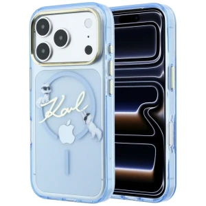 Etui Karl Lagerfeld Script Logo do MagSafe do iPhone 18 Pro / 17 Pro, niebieskie