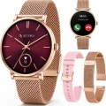 Smartwatch 3mk Altora Vivid Lady, Bluetooth 5.4, IP68, złoty z wymiennym różowym paskiem (1/14)