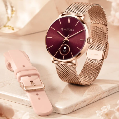Smartwatch 3mk Altora Vivid Lady, Bluetooth 5.4, IP68, złoty z wymiennym różowym paskiem (4/14)