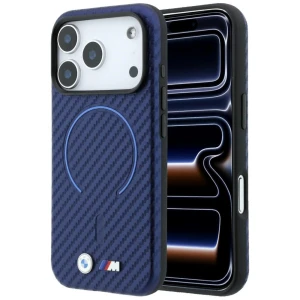 Etui BMW M Carbon Printed Ring MagSafe do iPhone 18 Pro Max / 17 Pro Max, niebieskie