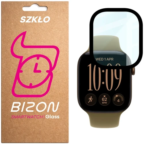 Szkło hybrydowe Bizon Watch Glass Edge Hybrid dla Apple Watch Series 12 42mm, czarne (1/5)