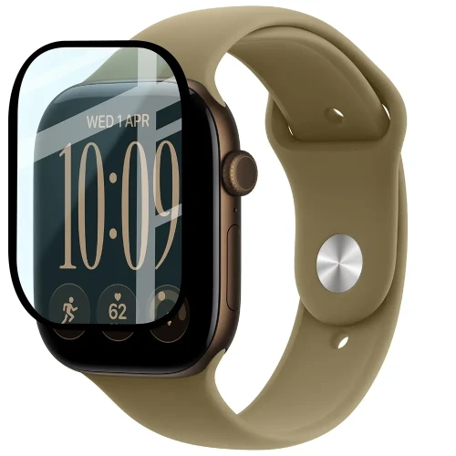 Szkło hybrydowe Bizon Watch Glass Edge Hybrid dla Apple Watch Series 12 42mm, czarne (3/5)