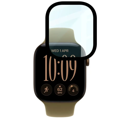 Szkło hybrydowe Bizon Watch Glass Edge Hybrid dla Apple Watch Series 12 42mm, czarne (5/5)