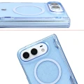 Etui brokatowe z pierścieniem magnetycznym Bizon Case SparklO do iPhone Duo, przezroczysto-jasnoniebieskie z brokatem (5/7)