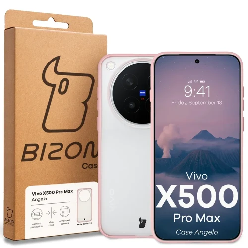 Etui Bizon Case Angelo do Vivo X500 Pro Max, półprzezroczyste z jasnoróżową ramką (6/6)