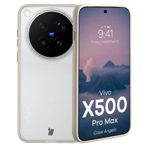Etui Bizon Case Angelo do Vivo X500 Pro Max, półprzezroczyste z beżową ramką