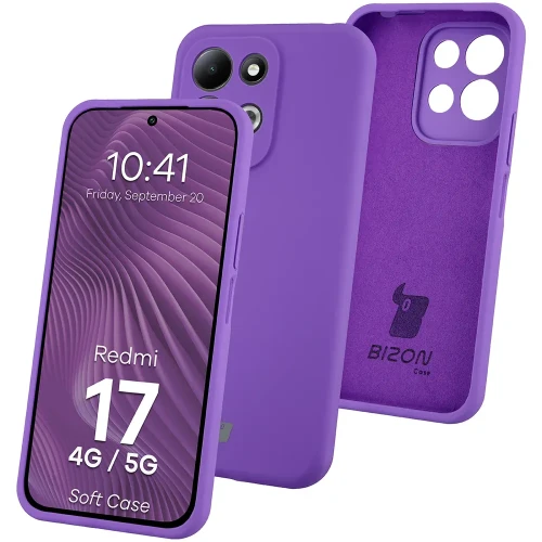 Silikonowe etui Bizon Soft Case do Xiaomi Redmi 17 4G/5G, fioletowe (1/7)