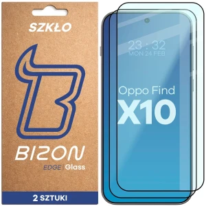 Szkło hartowane Bizon Glass Edge Duo do OPPO Find X10, czarna ramka, 2 sztuki