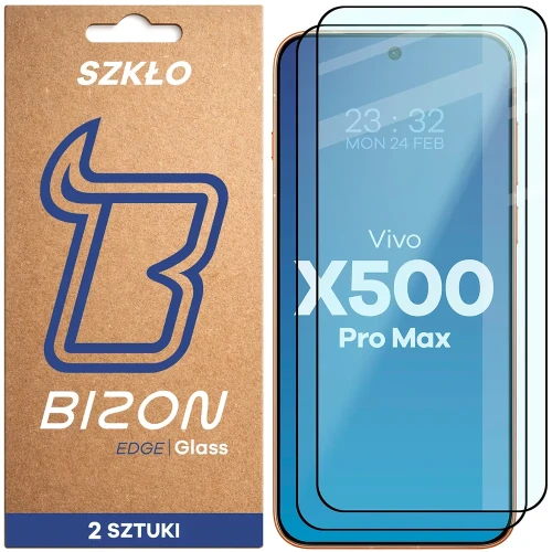Szkło hartowane Bizon Glass Edge Duo do Vivo X500 Pro Max, czarna ramka, 2 sztuki (1/4)